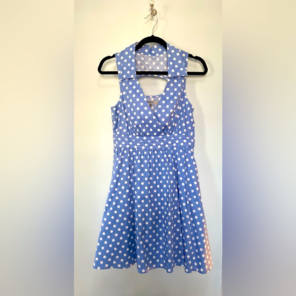 Blue and white pinup dress